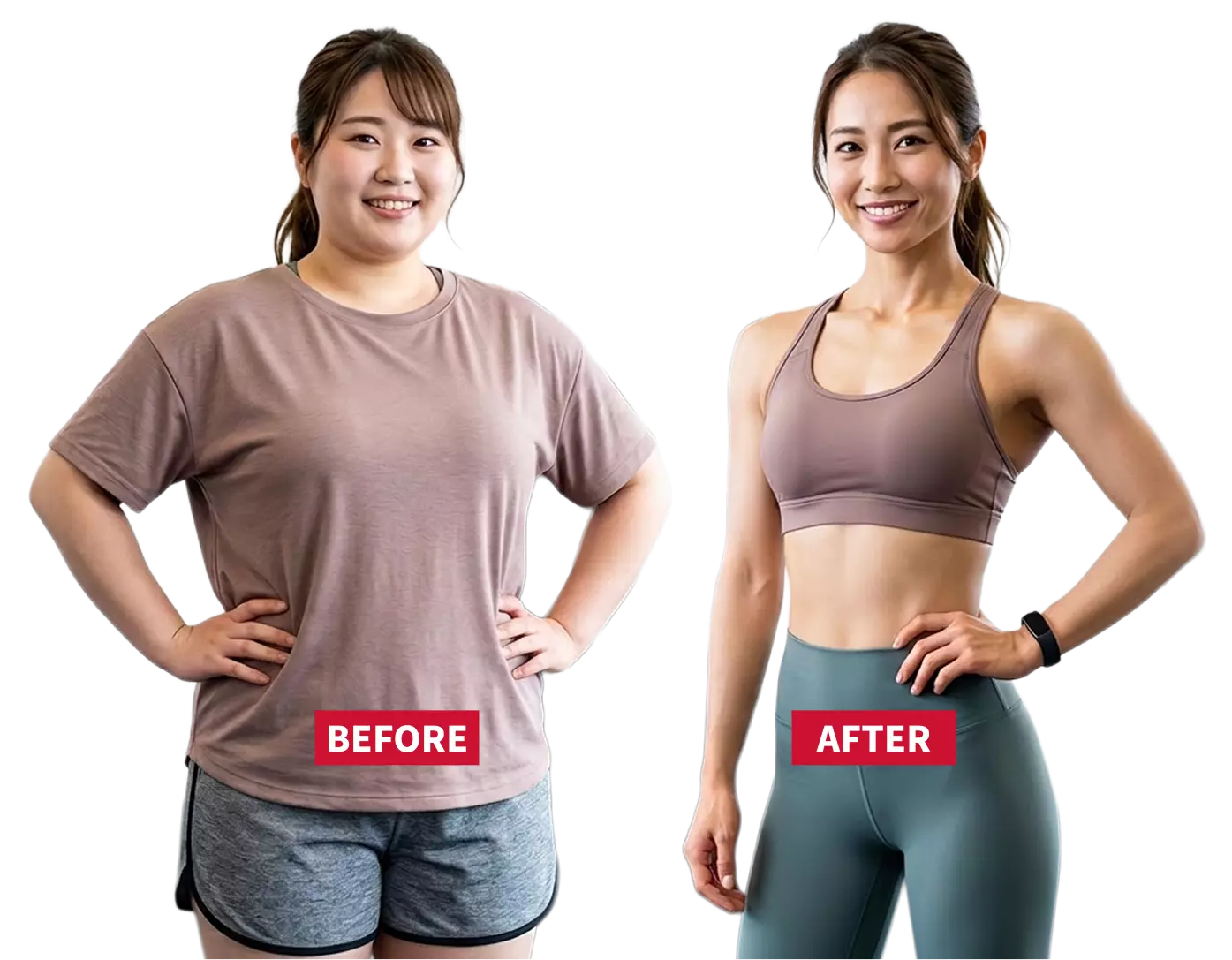 女性の減量前と後の画像
