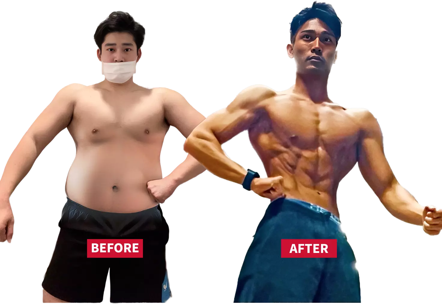 トレーナーの減量前と後の写真